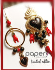 Orecchini Cuore sacro nero e rosso