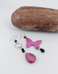 Orecchini di carta Farfalle animalier fucsia