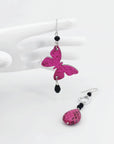 Orecchini di carta Farfalle animalier fucsia