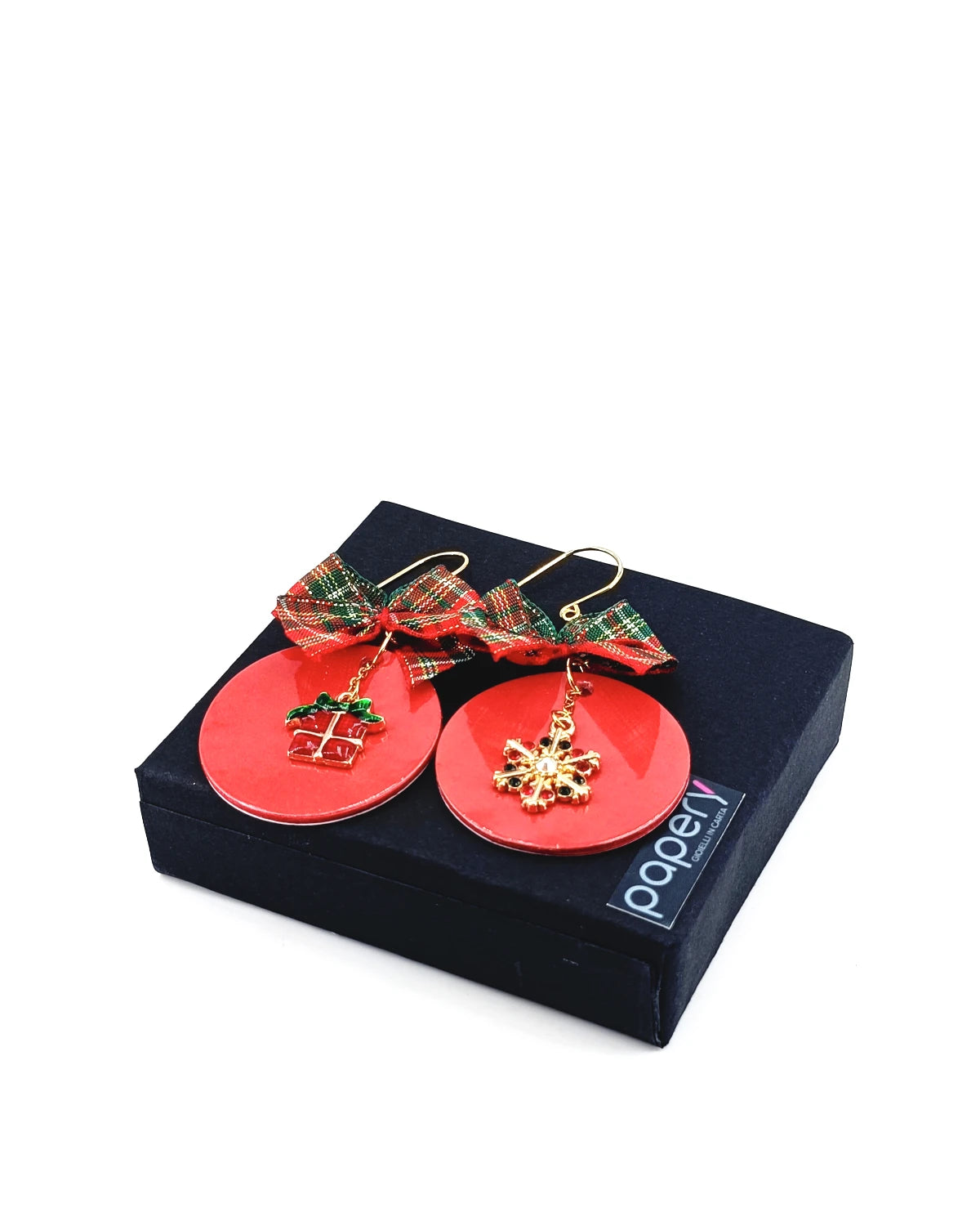 Orecchini Natalizi di carta su scatola