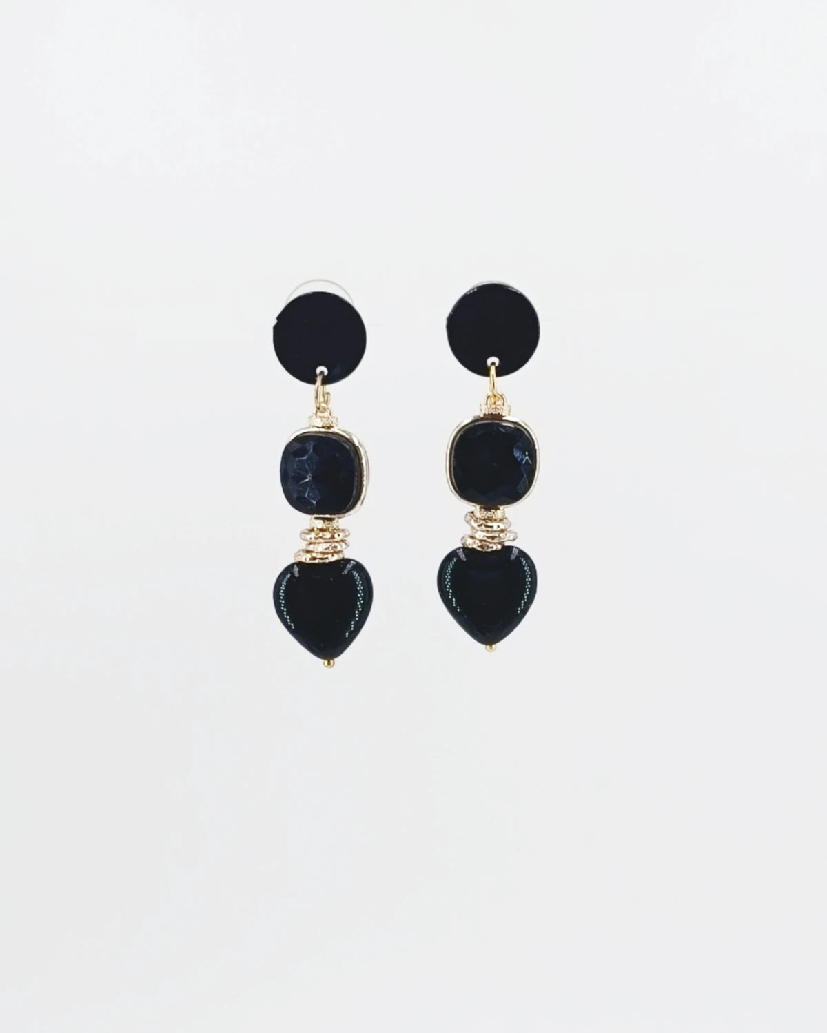 Orecchini a lobo Cuori neri