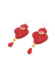 Orecchini cuori sacri rossi con strass appoggiati