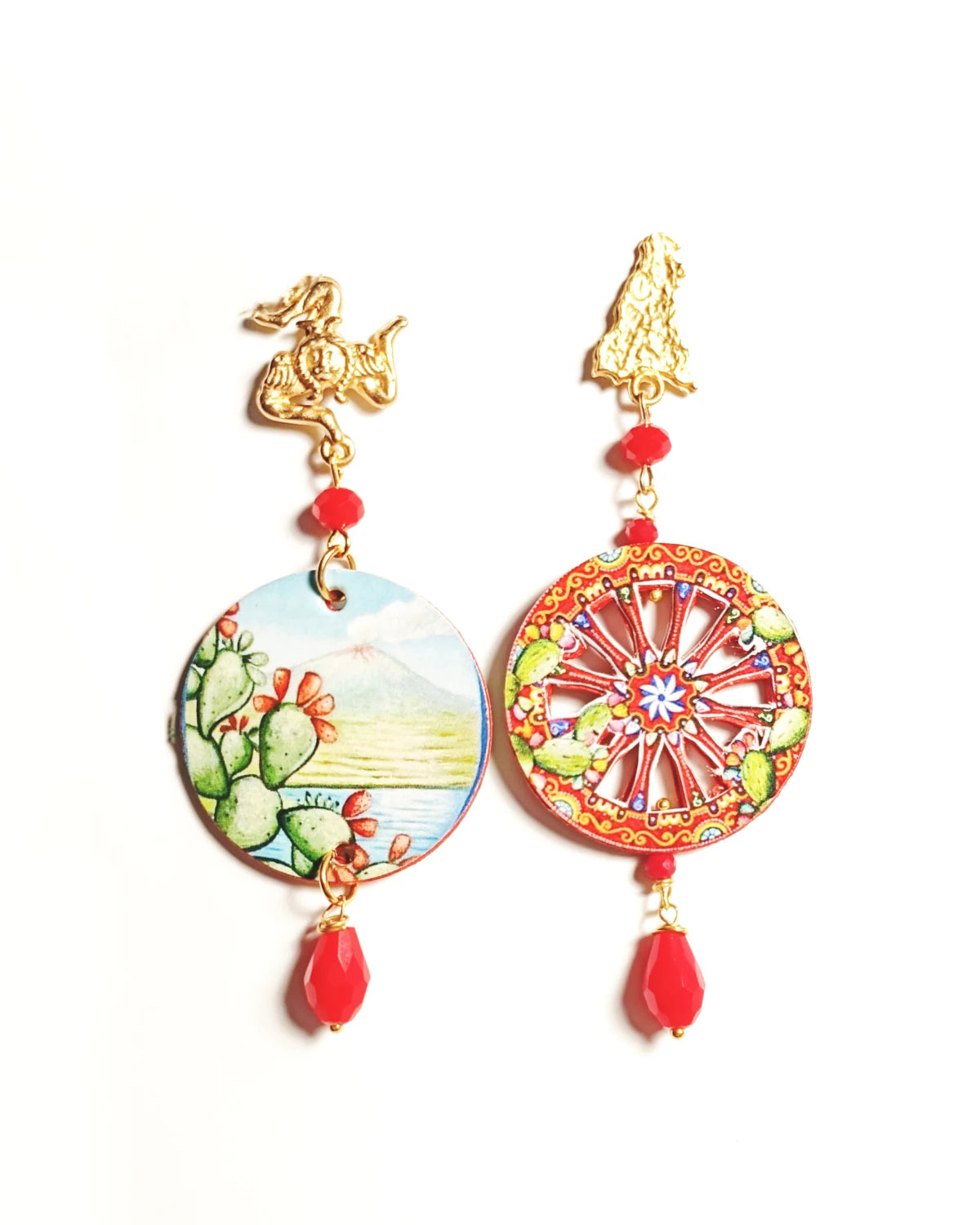 Orecchini di carta Etna e ruota di carro