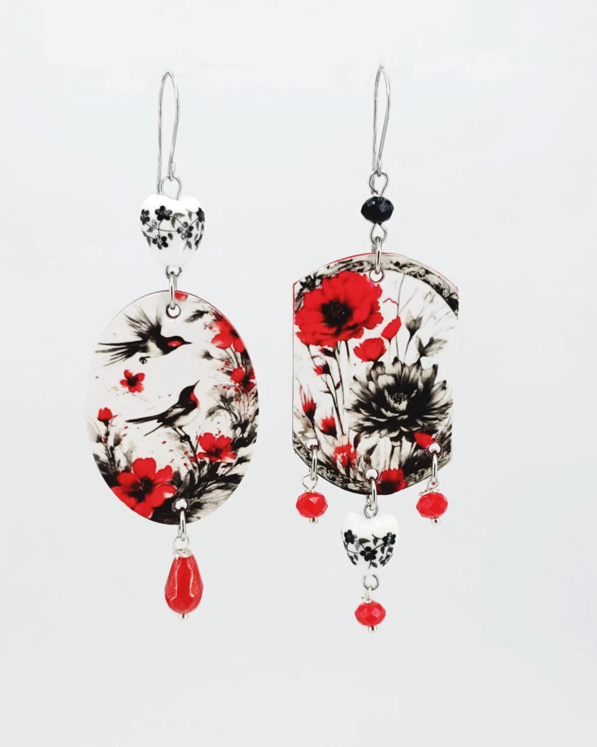 Orecchini di carta Fiori ed uccellini