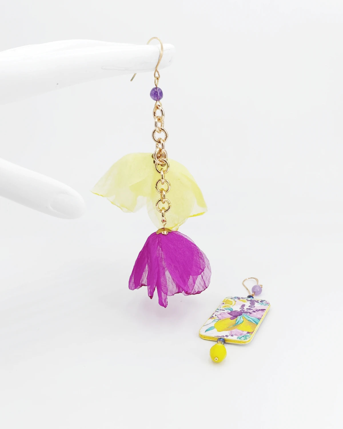 Orecchini di carta Limoni e fiori