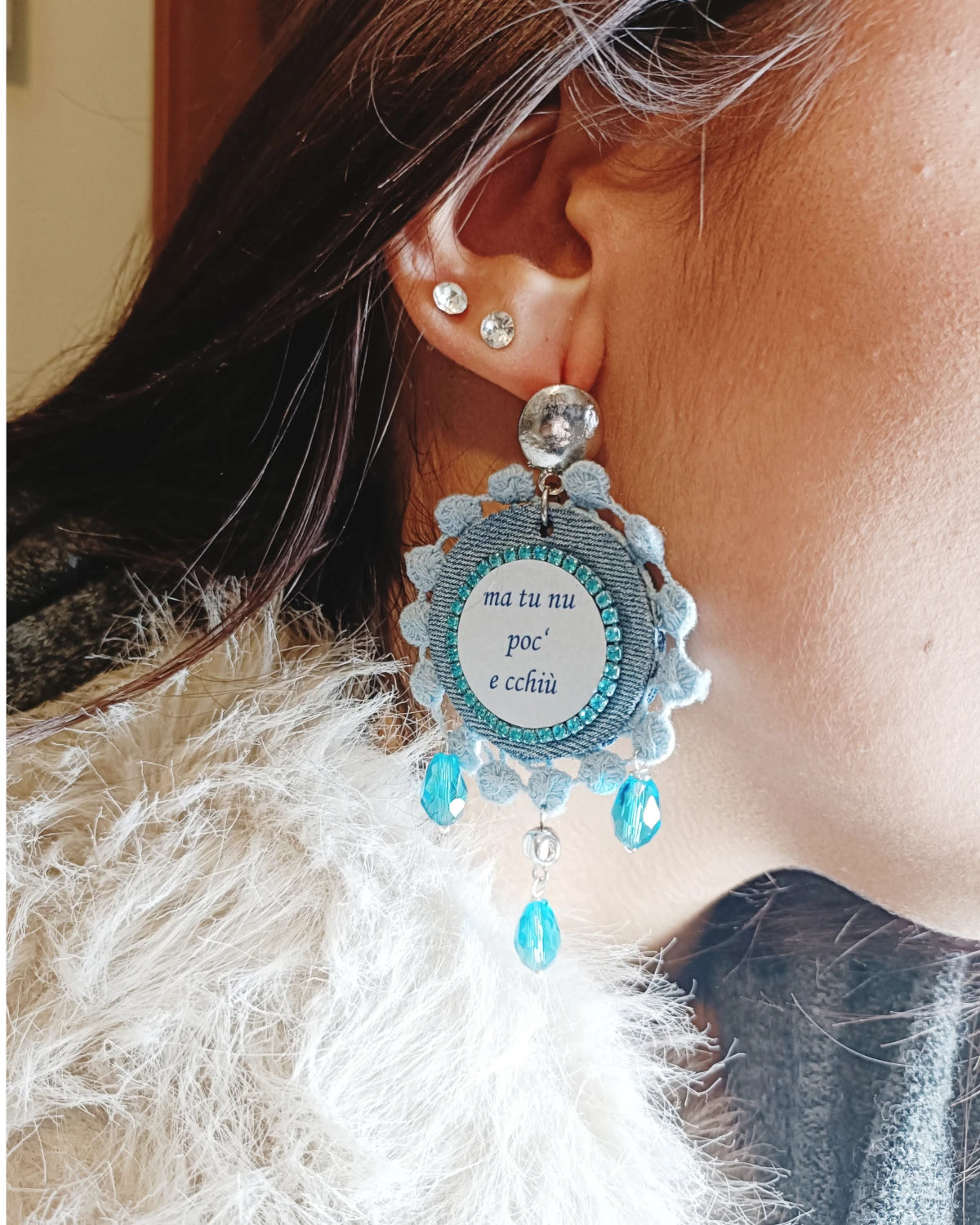 Orecchini di carta Piccre' a vita è tosta, ma tu nu poc' e cchiù