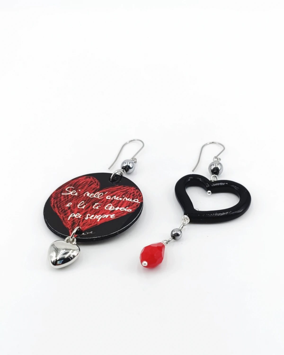 Orecchini di carta Sei nell'anima e li ti lascio per sempre
