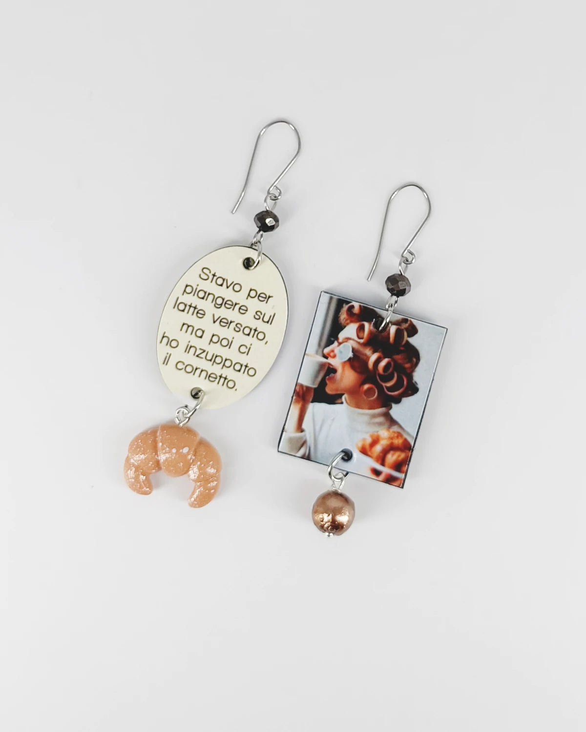 Orecchini di carta Stavo per piangere sul latte versato poi ci ho inzuppato il cornetto
