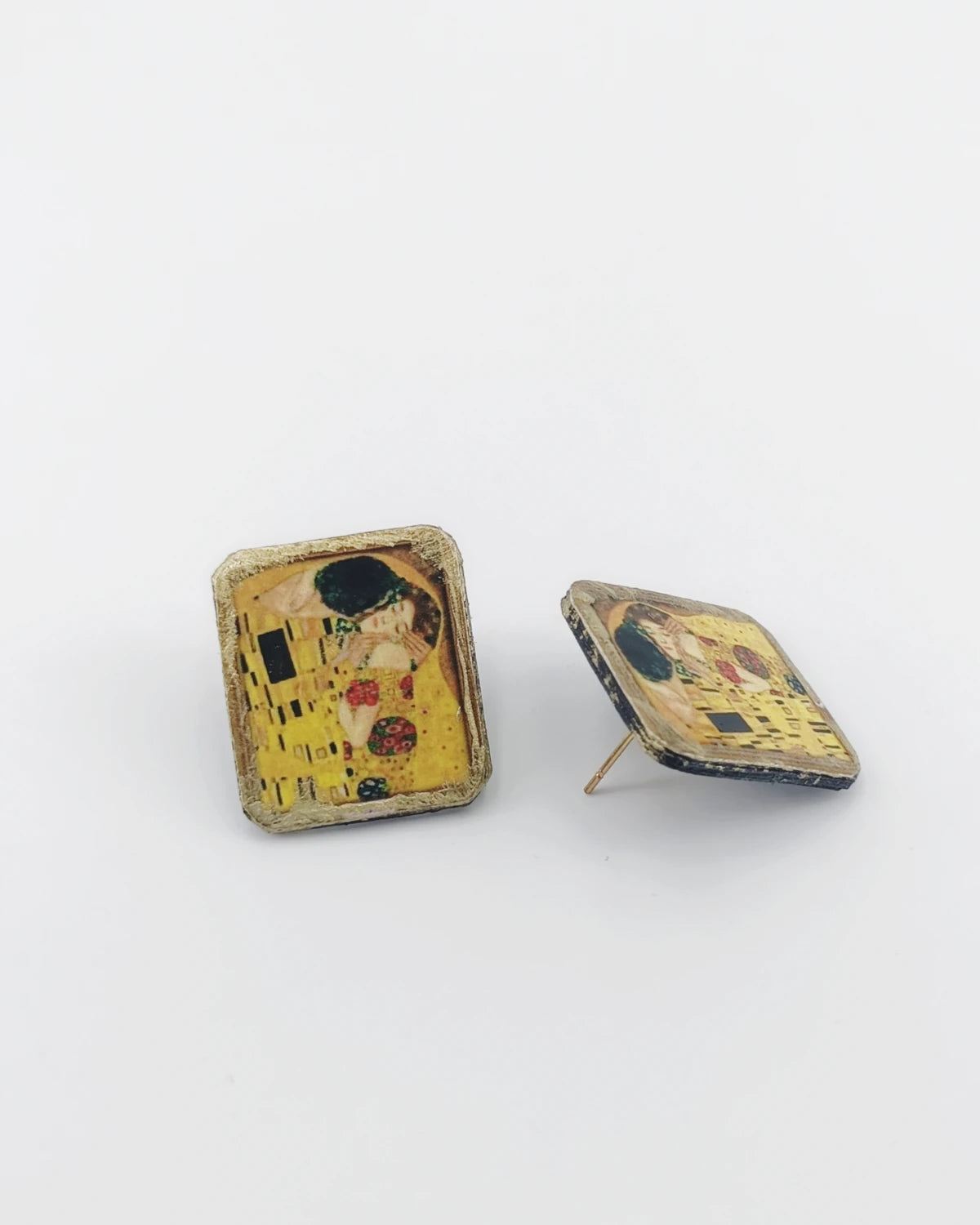 Orecchini di carta a lobo Il bacio di Gustav Klimt