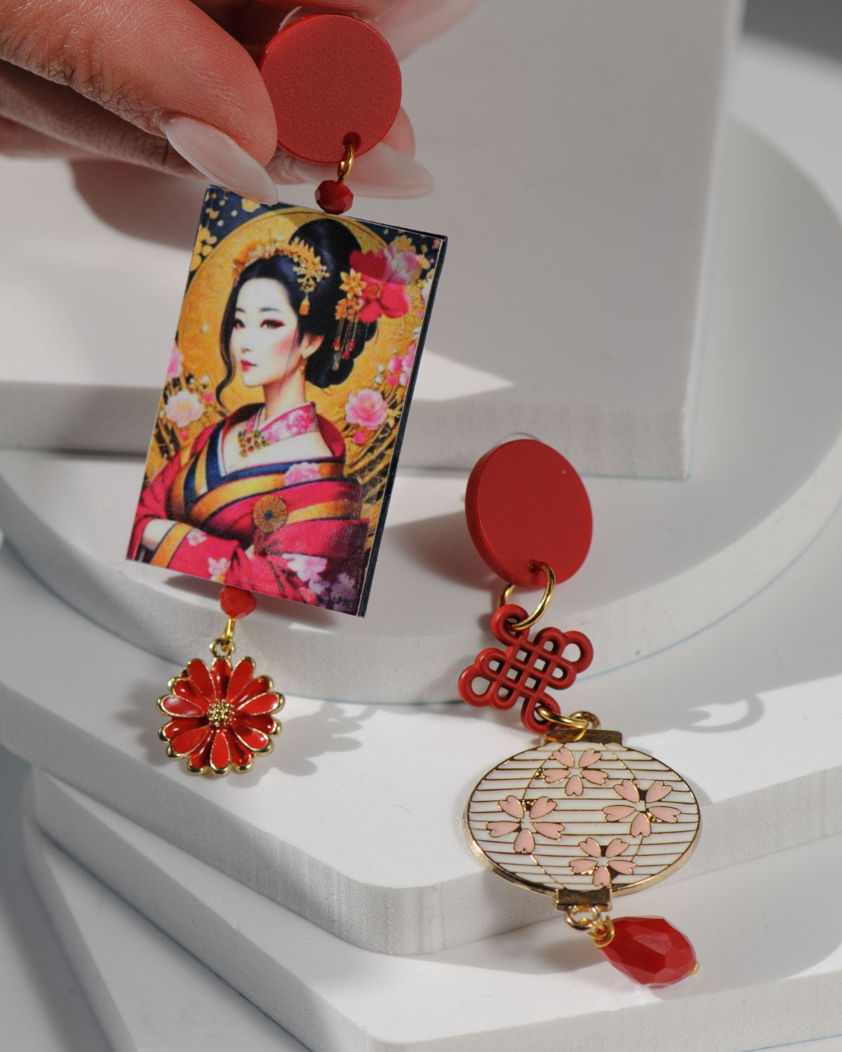 Orecchini di carta Geisha e lanterna