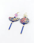 Orecchini di carta giapponese floreale blu