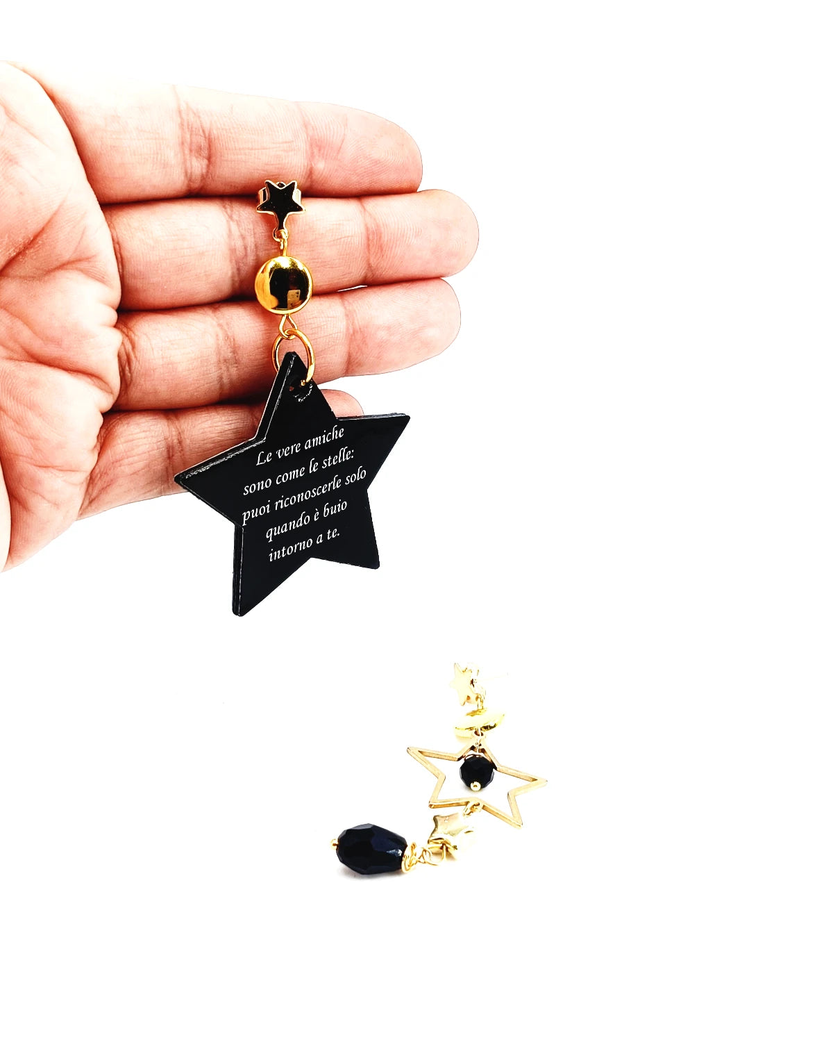 orecchini Le vere amiche sono come le stelle: puoi riconoscerle solo quando è buio intorno a te