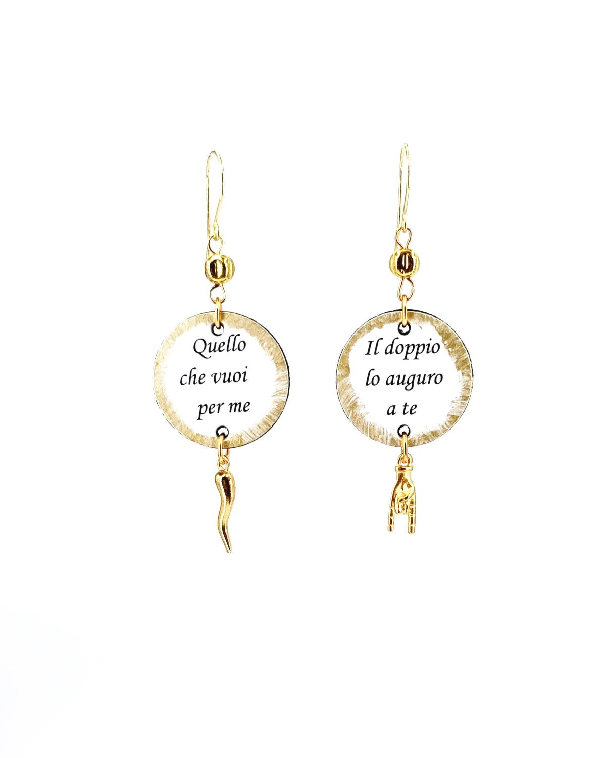 orecchini di carta Quello che vuoi per me, il doppio lo auguro a te