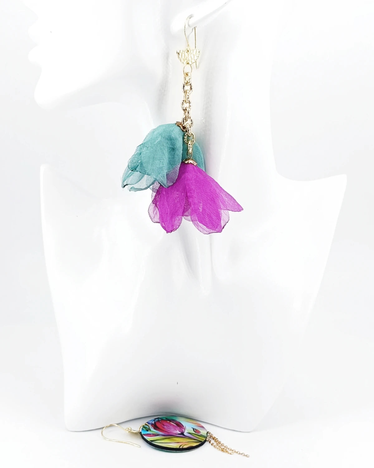 orecchini fiori di stoffa