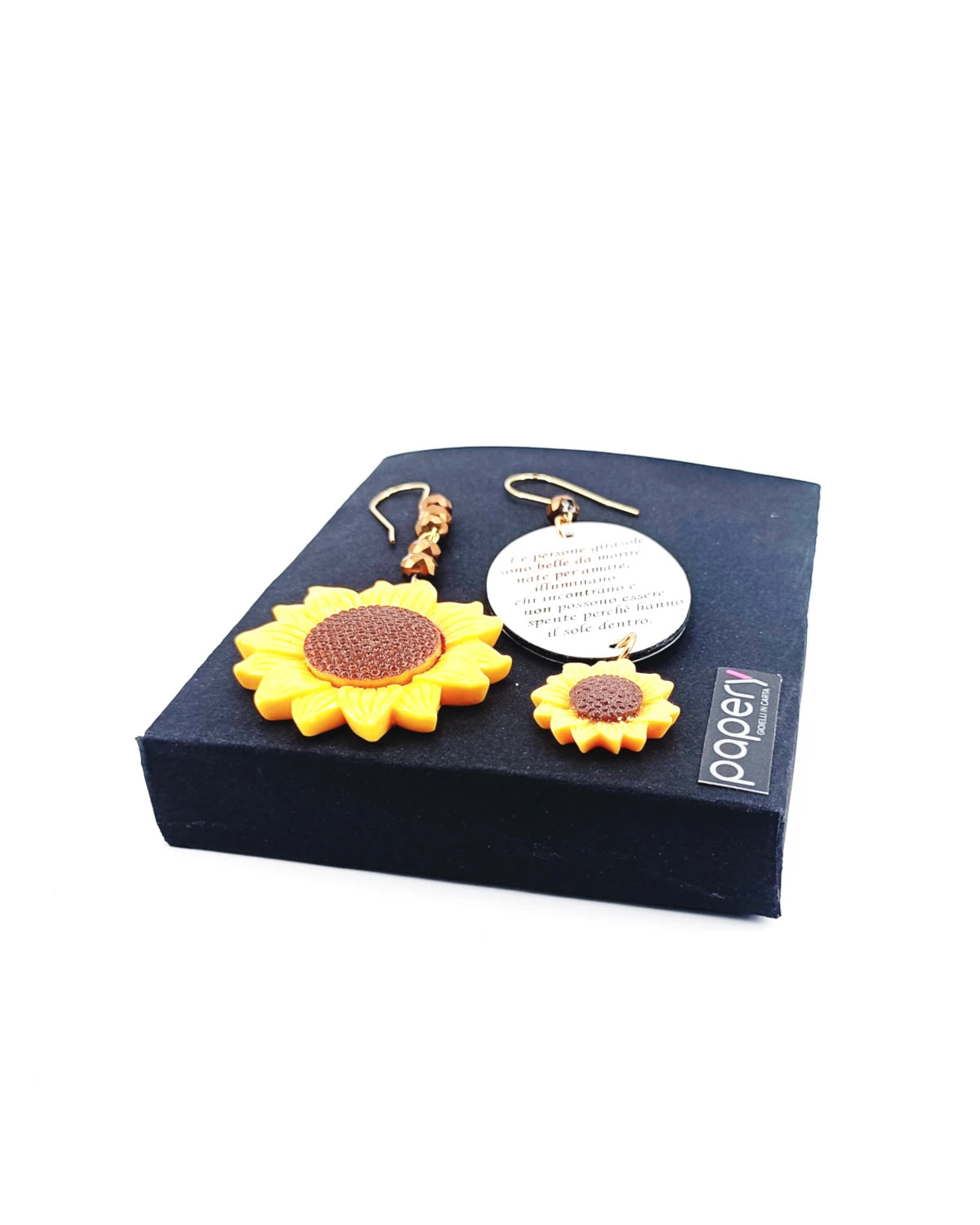 orecchini girasole su scatola