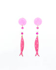 Orecchini a lobo Pesci fucsia
