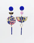 Orecchini di carta giapponese floreale blu