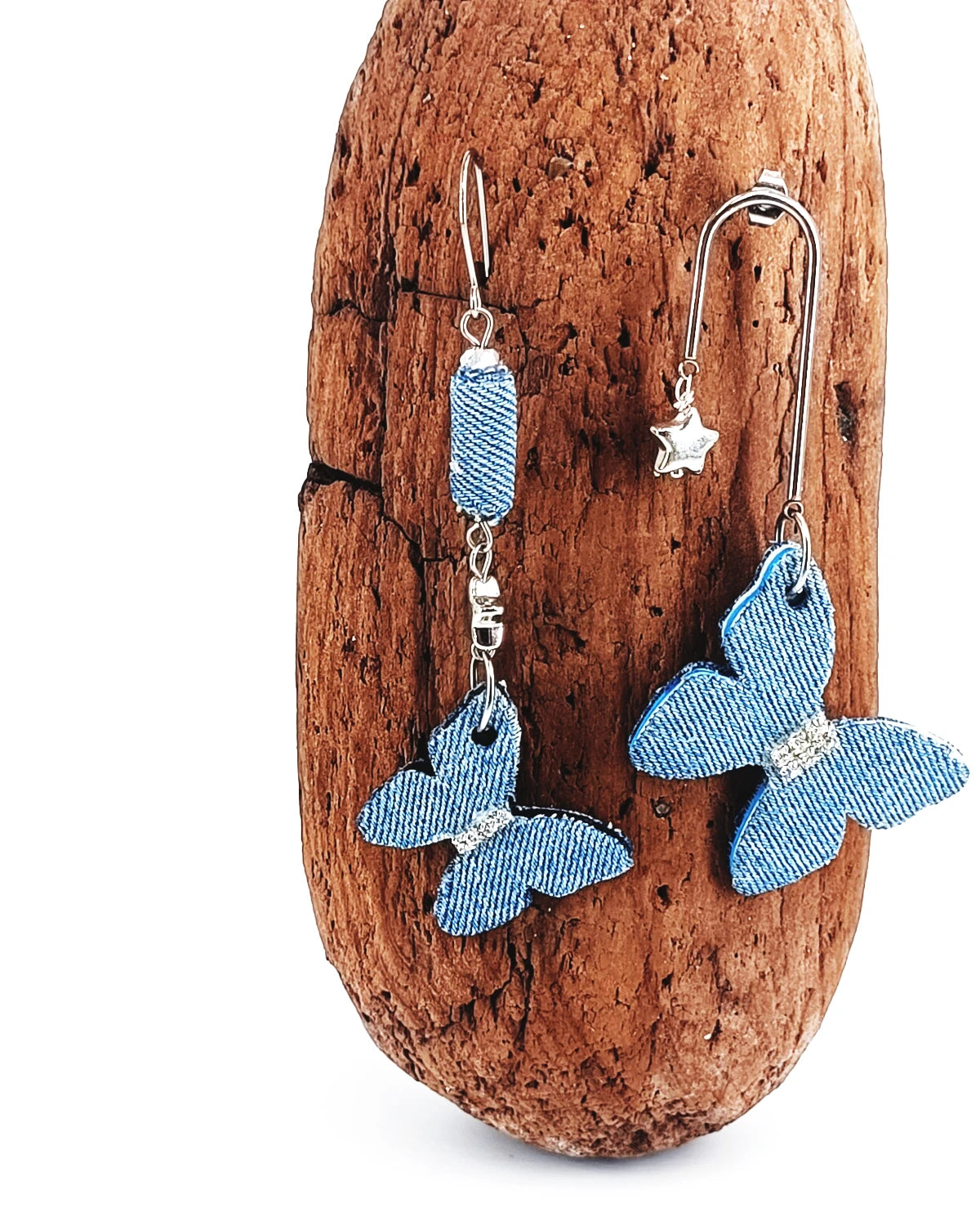 Orecchini Farfalle in jeans