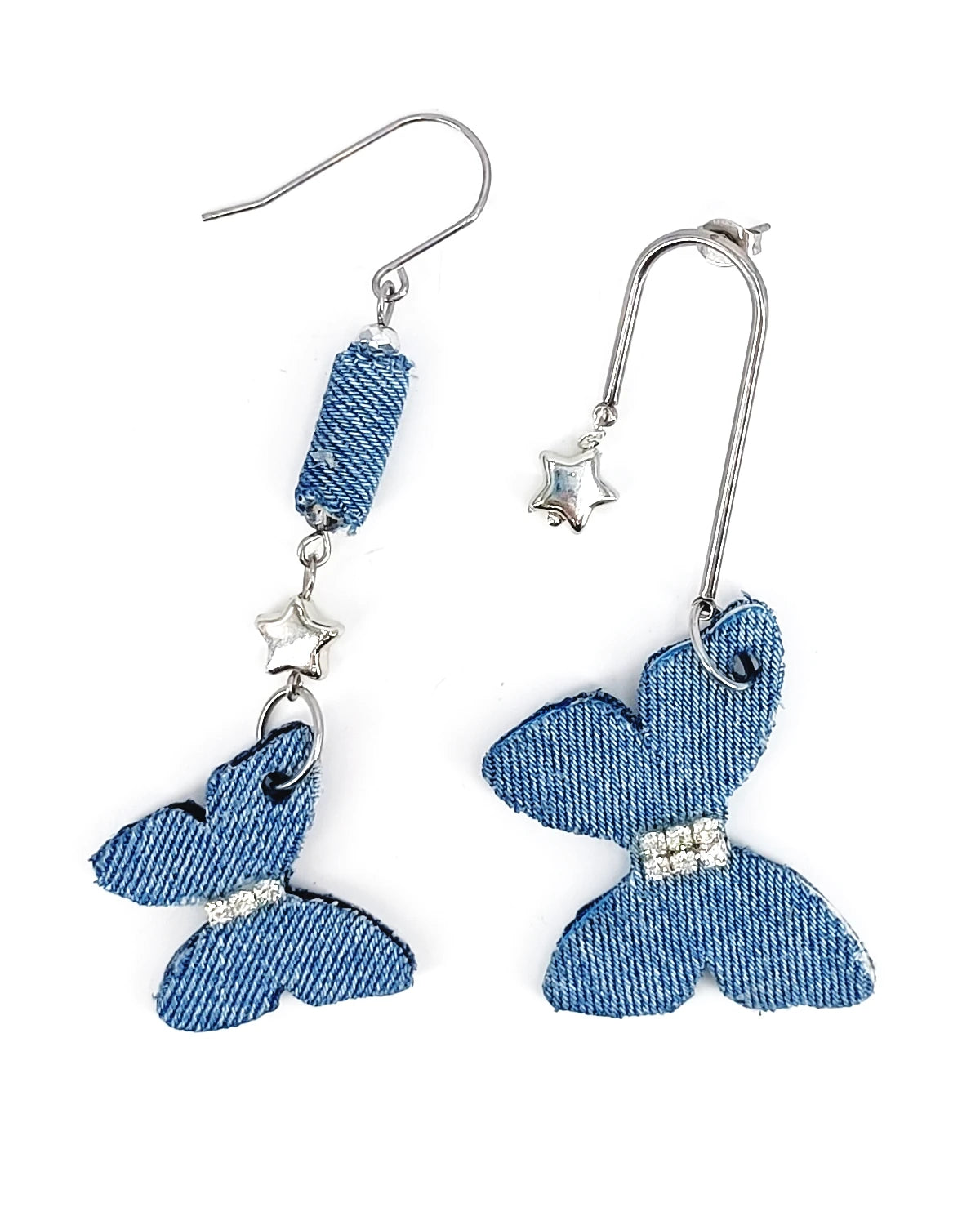 Orecchini Farfalle in jeans di carta