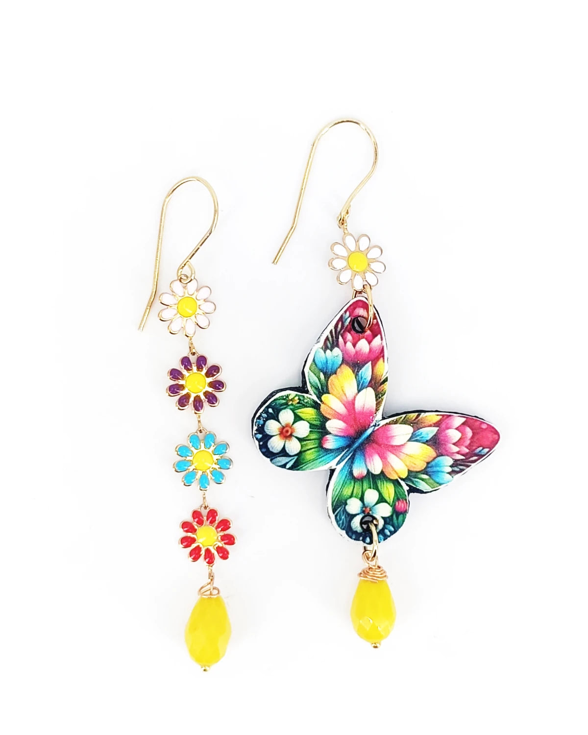 Orecchini di carta Farfalla e margherite