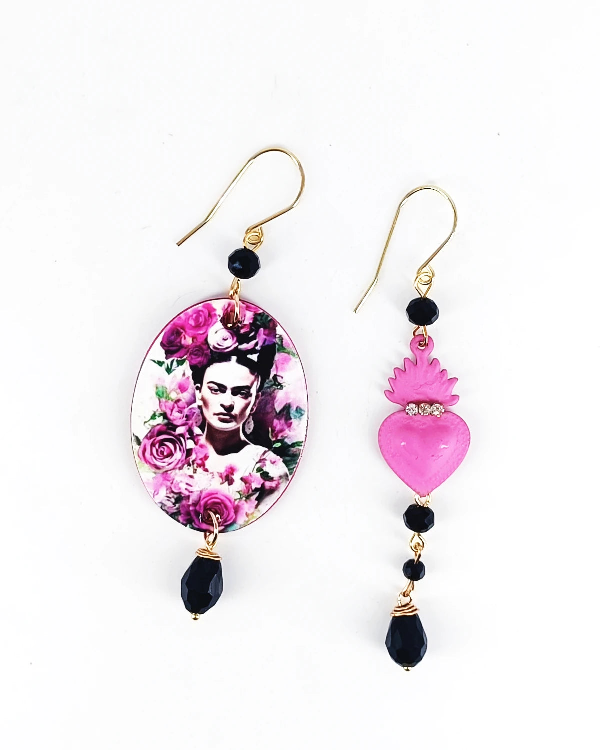 Orecchini di carta Frida Kahlo e cuore sacro