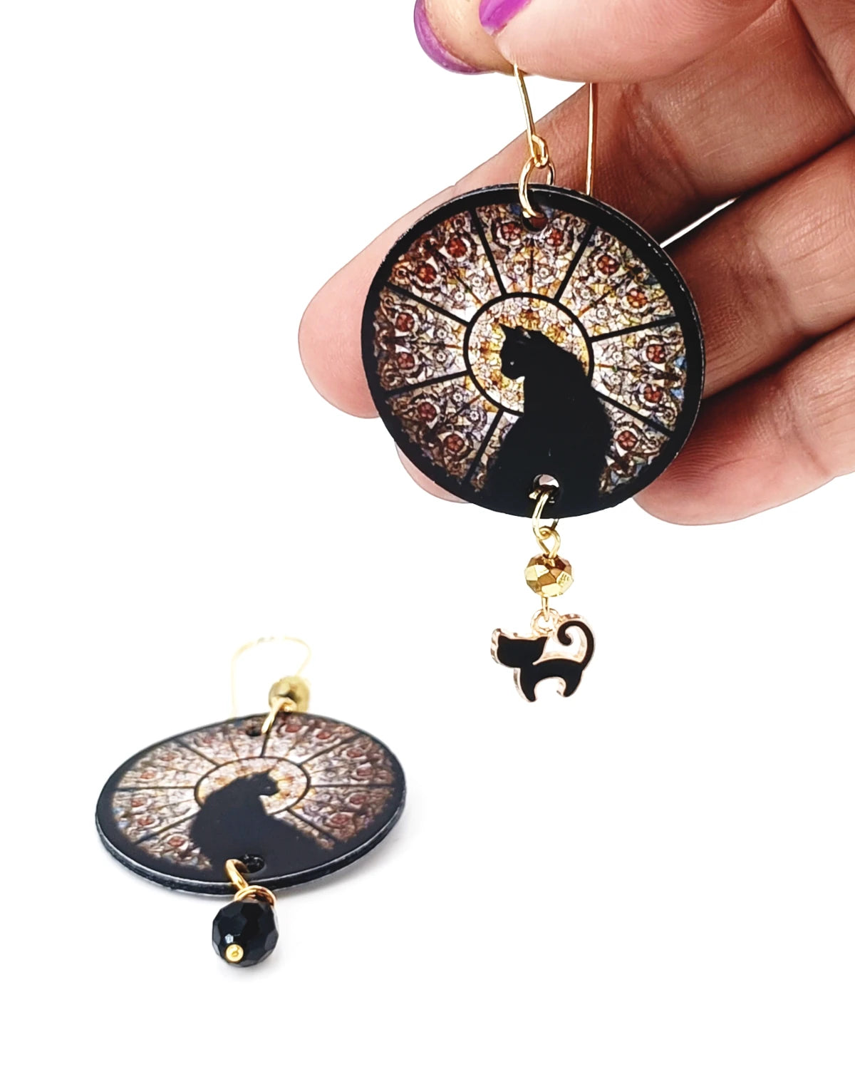 Orecchini di carta Gatti neri stile e mistero