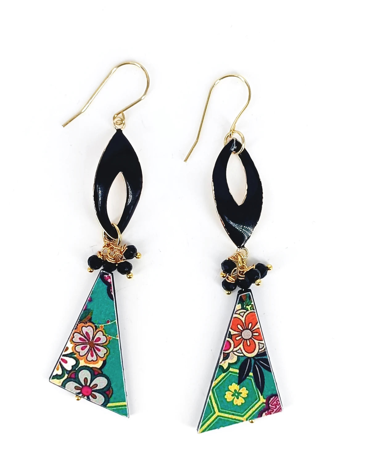 Orecchini di carta Giappone floreale verde