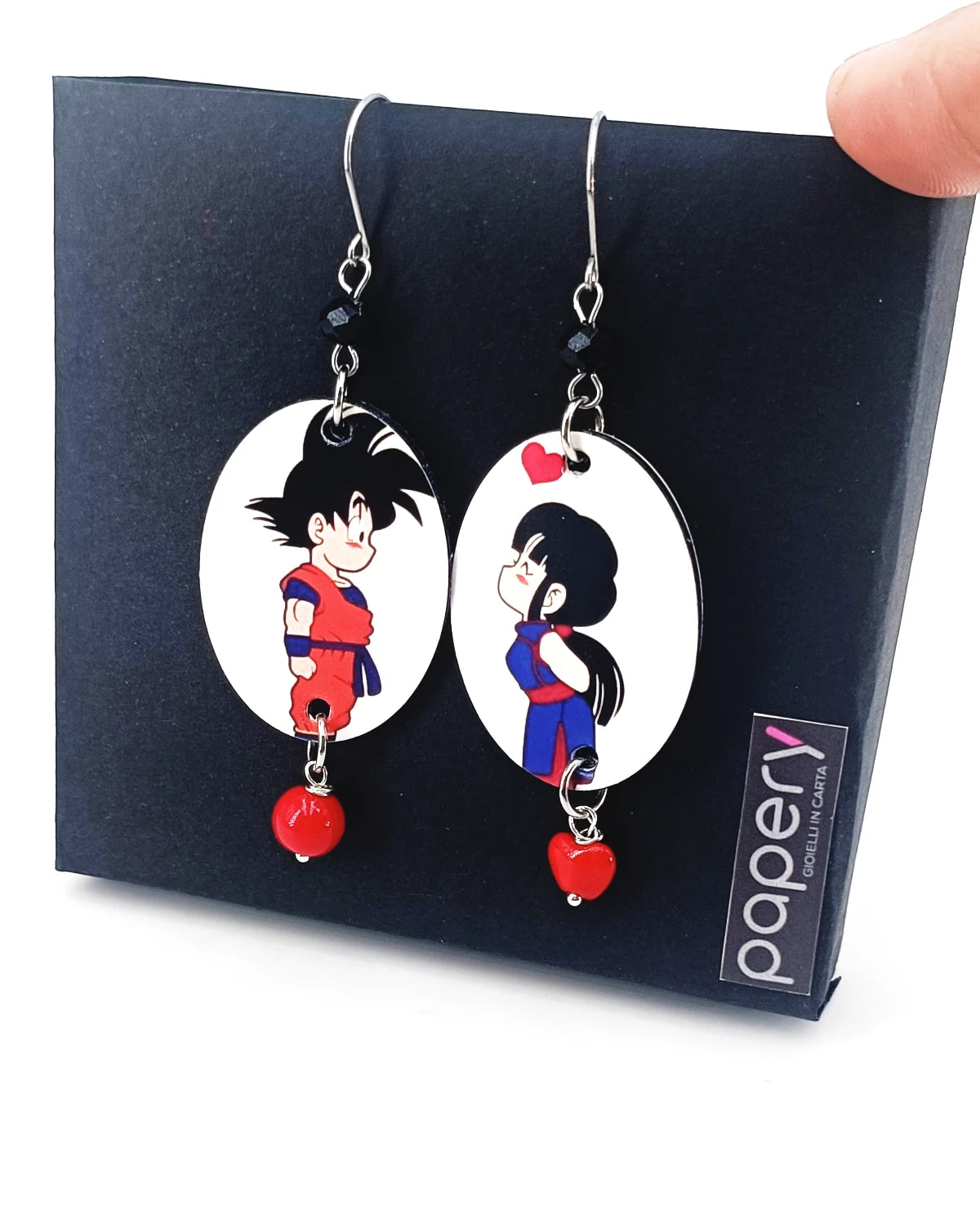 Orecchini di carta Goku e Chichi dragon ball