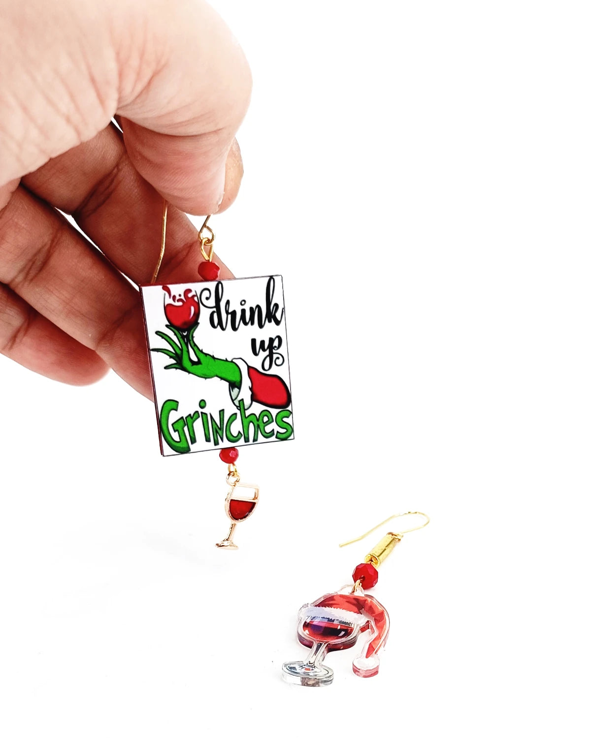 Orecchini di carta Grinch drink up
