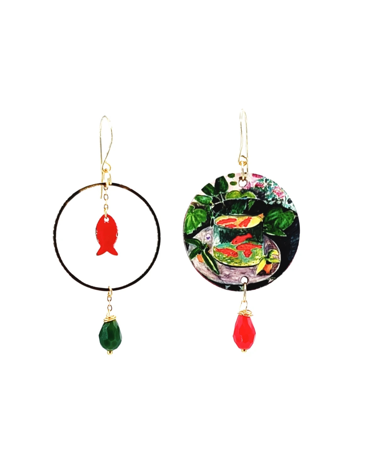 Orecchini di carta I pesci rossi di Henri Matisse.