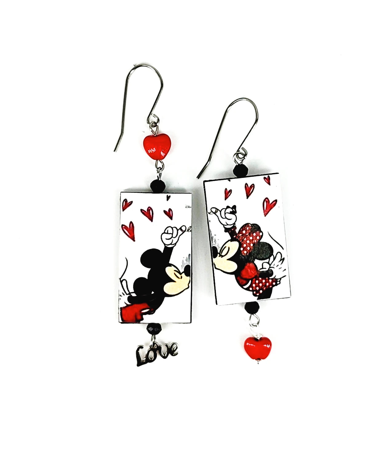 Orecchini di carta Minnie e Topolino innamorati argento