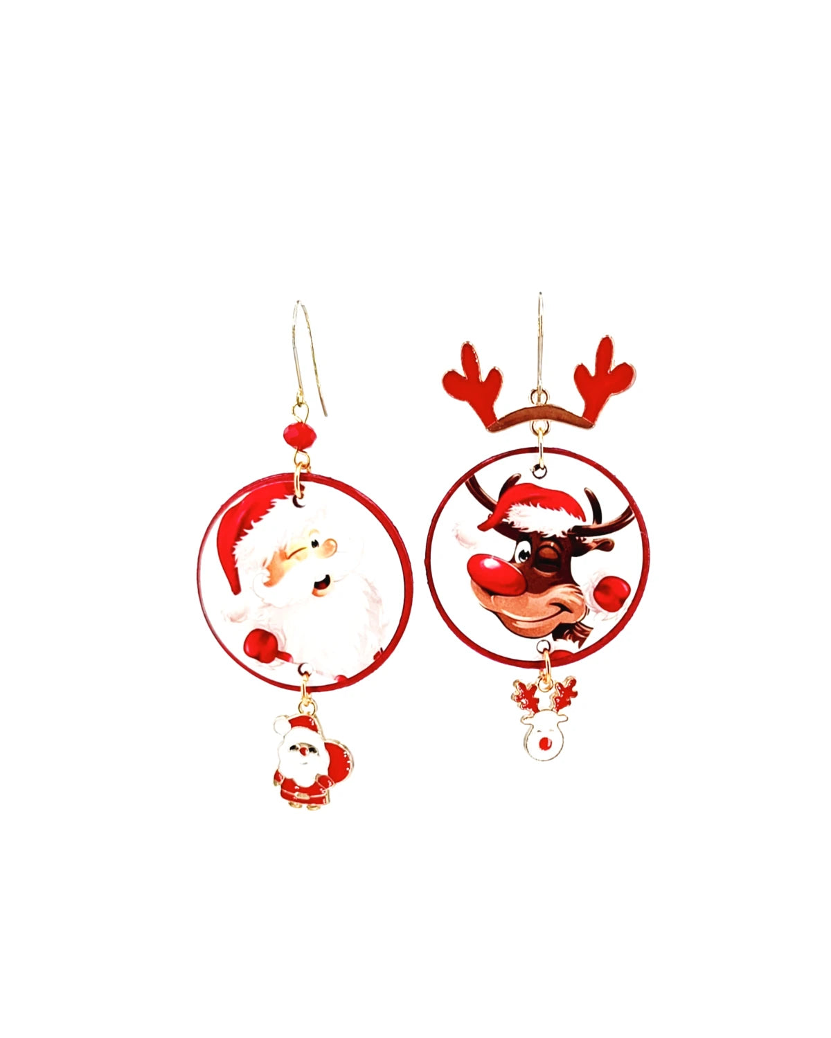 Orecchini di carta Renna e babbo natale