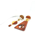 Orecchini di carta Trapezio trame di legno 