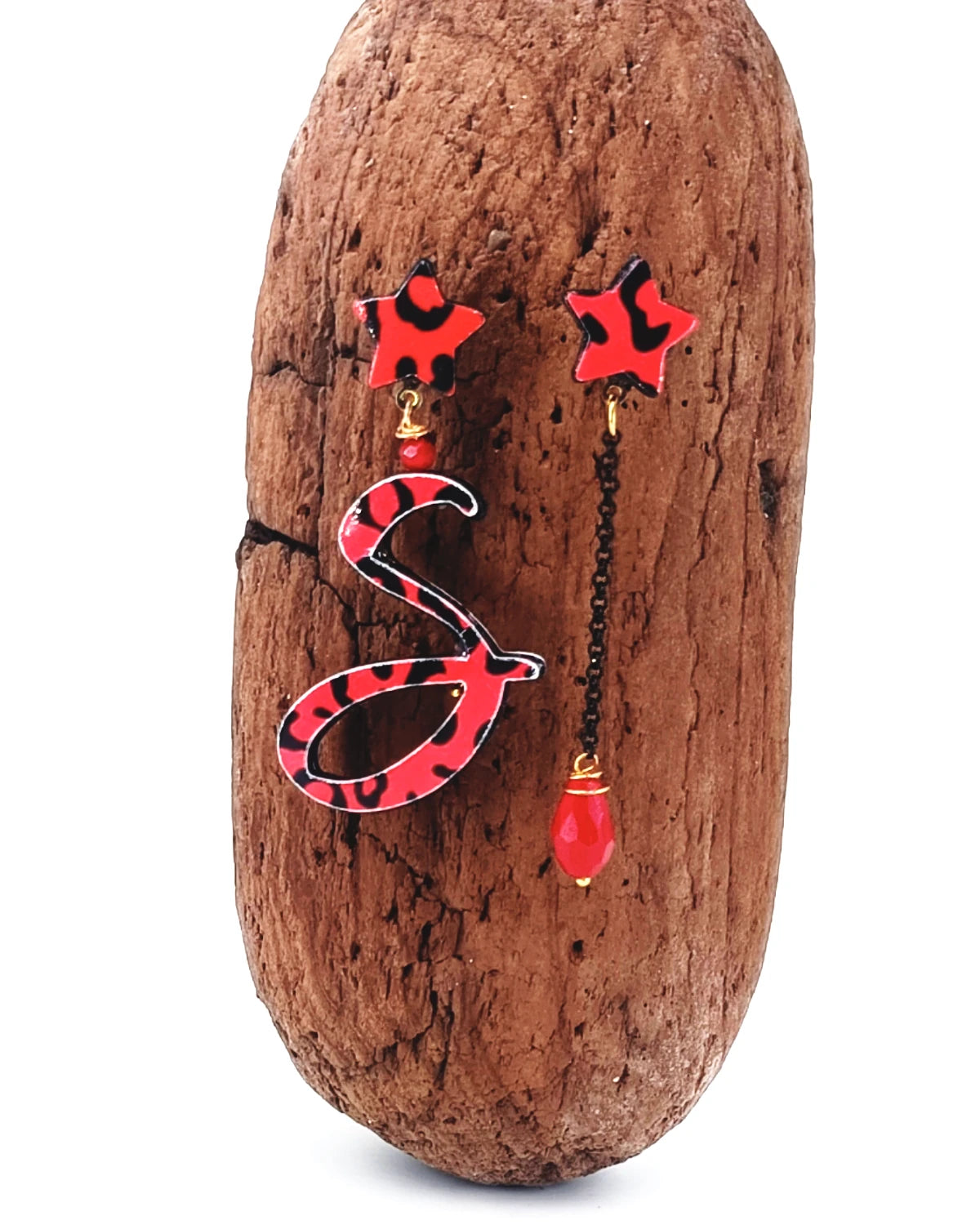 Orecchini di carta a lobo Animalier rosso