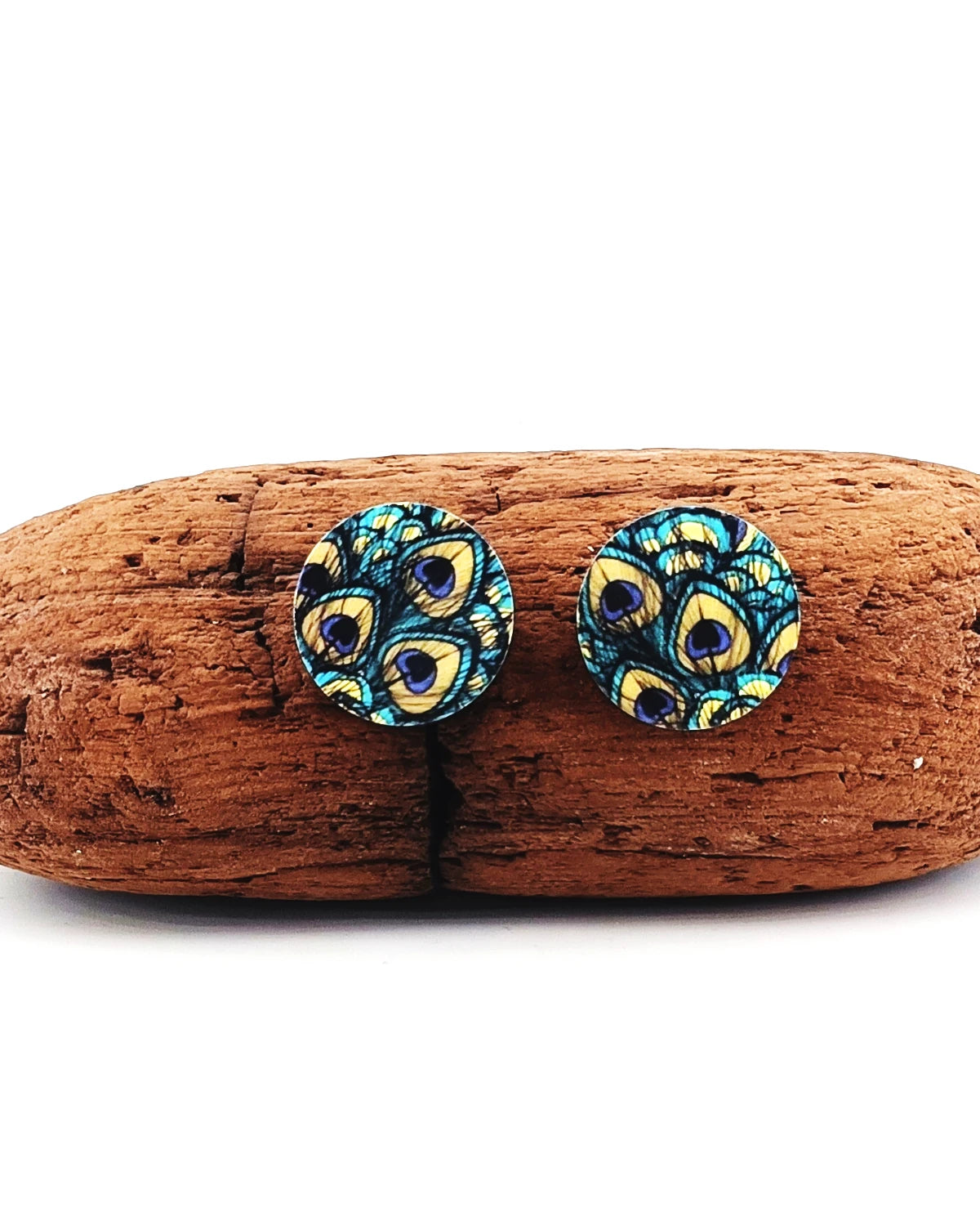 Orecchini di carta animalier pavone