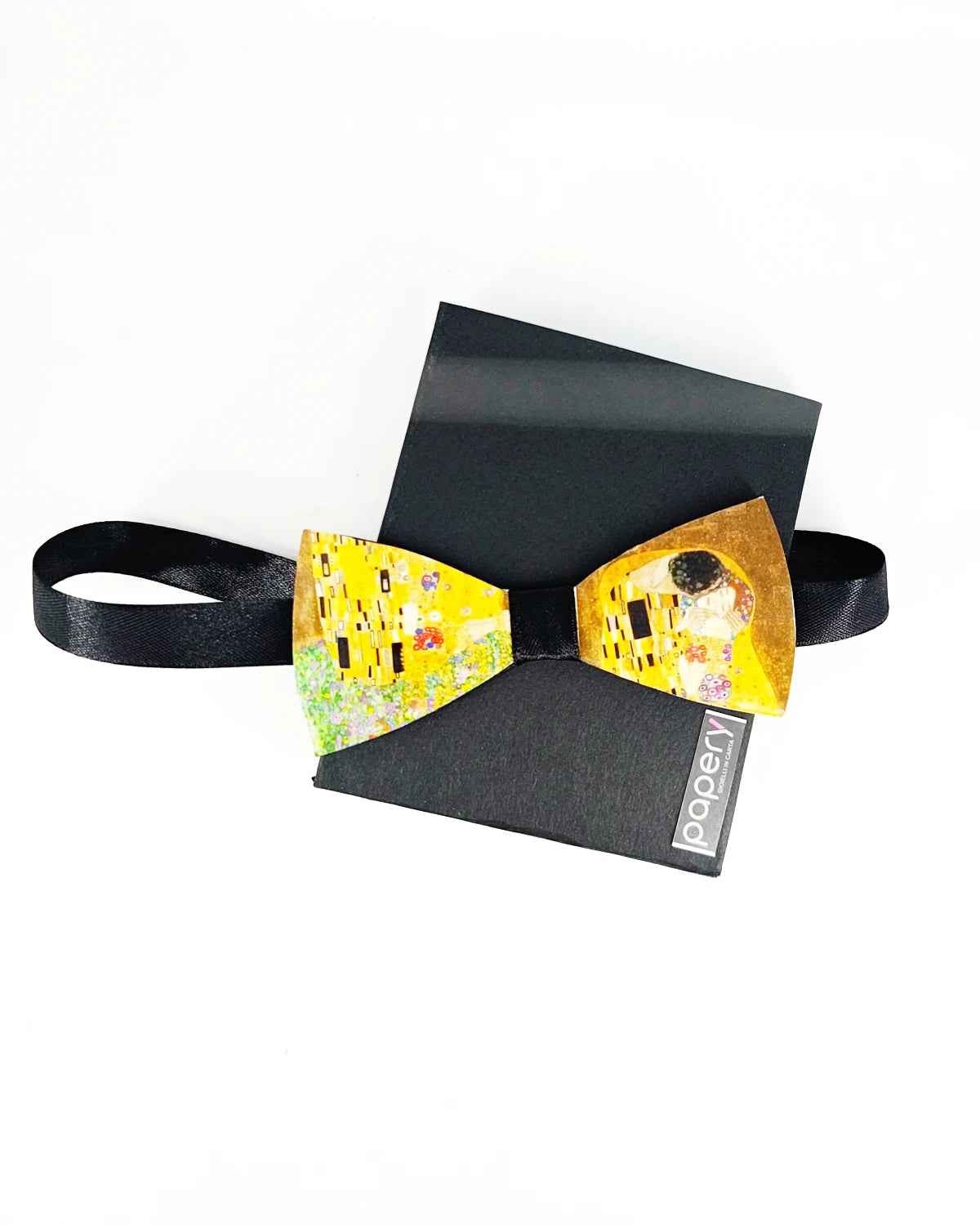 Papillon uomo di carta Il bacio di Klimt su packaging
