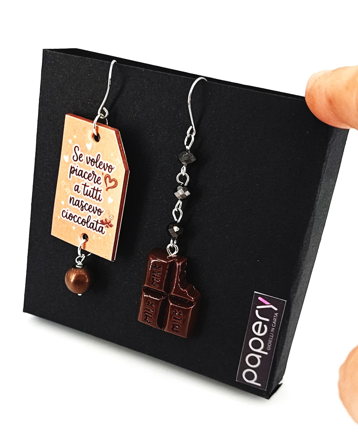 Orecchini di carta Non sono cioccolata