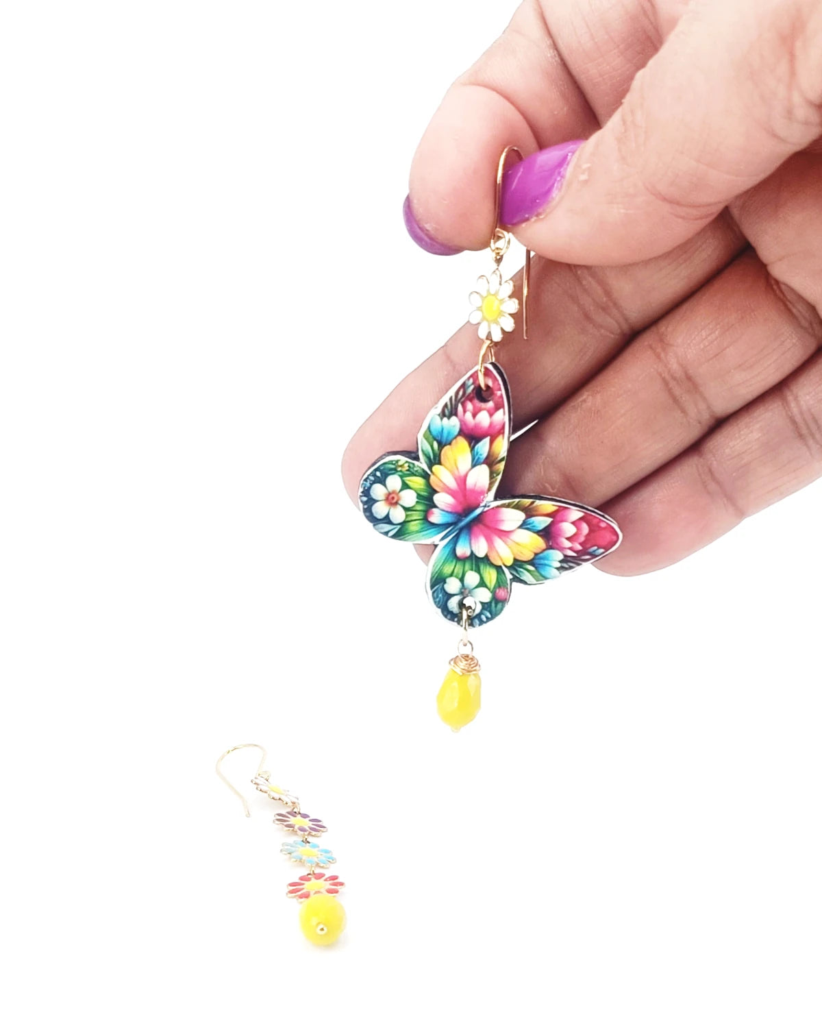 Orecchini di carta Farfalla e margherite