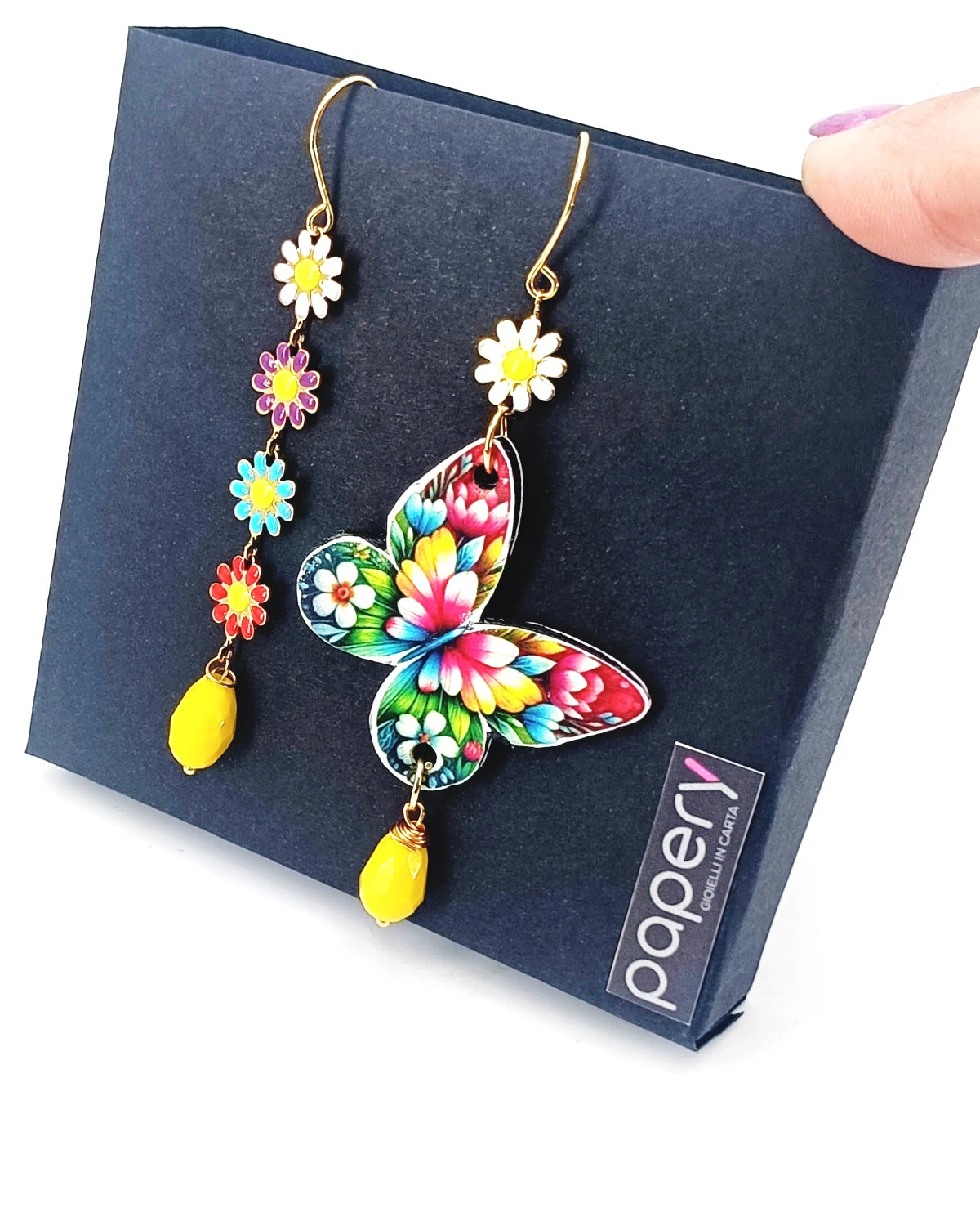 Orecchini di carta Farfalla e margherite