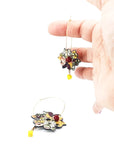 Orecchini di carta Fiori bordeaux e gialli