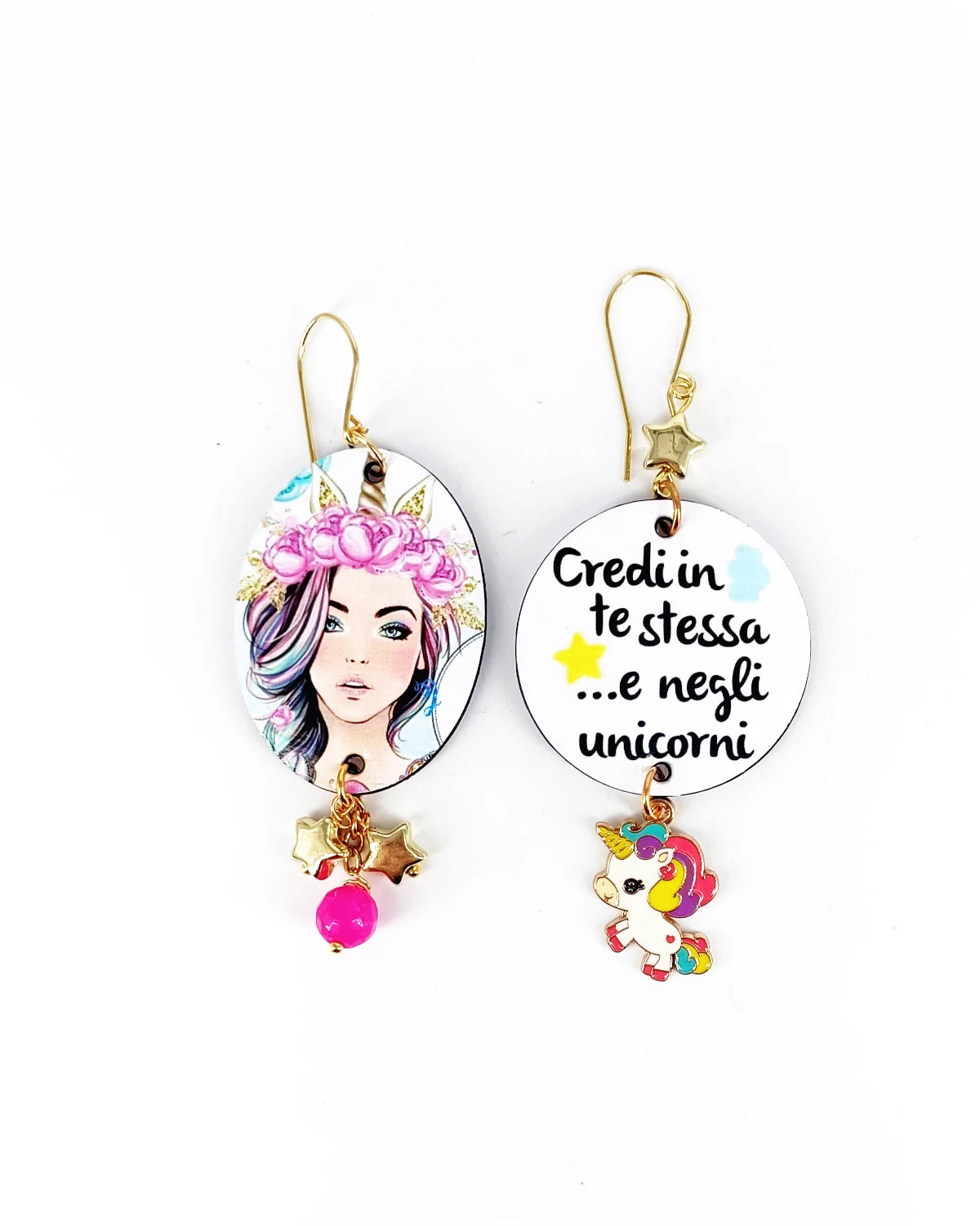 orecchini Credi in te stesso e negli unicorni