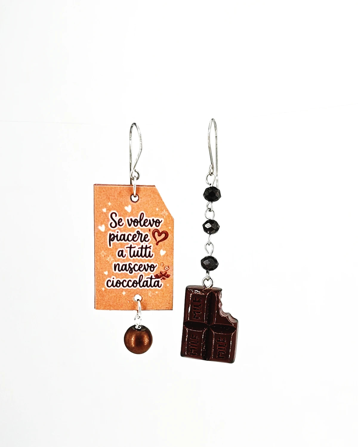 orecchini Se volevo piacere a tutti, nascevo cioccolata