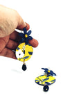 orecchini fiore giallo e blu